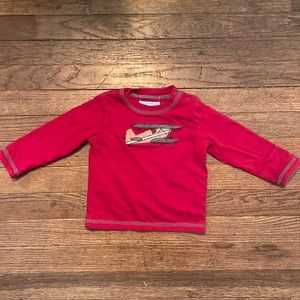 Janie & Jack red Airplane and stripes reversible long sleeve baby
